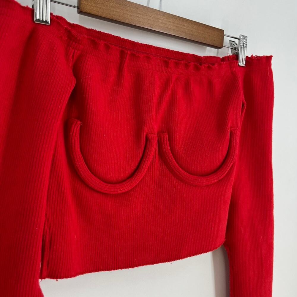 Orseund Iris Top Red Knit Small Off Shoulder
